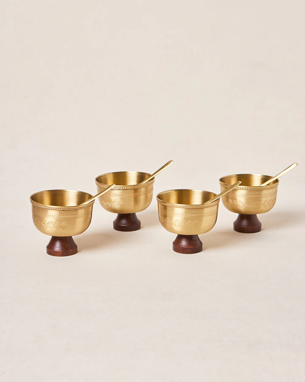 Rani Bagh Brass Dessert Bowl Gift Set - Set of 4, 180ml | Palace Memoirs - Image 6