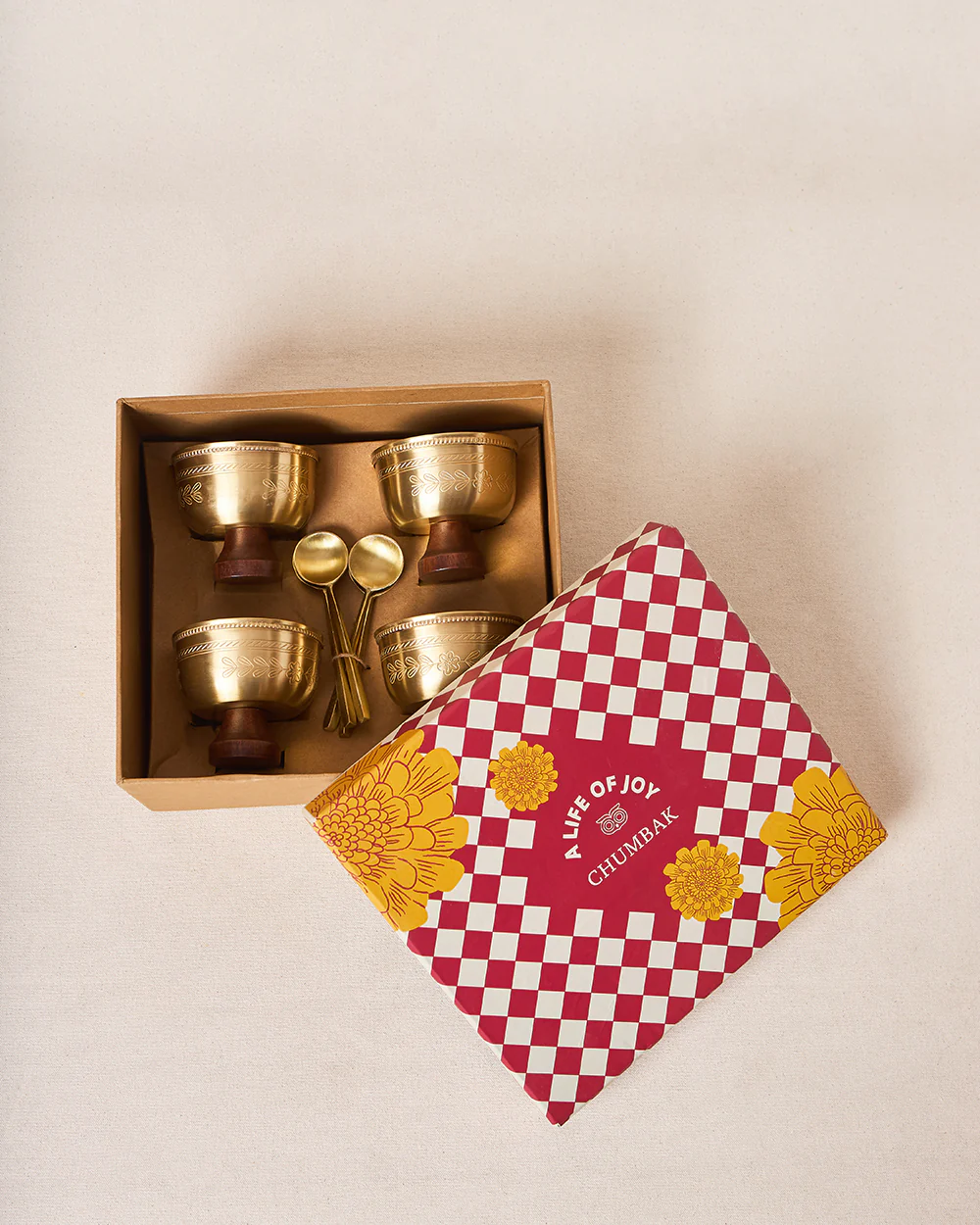 Rani Bagh Brass Dessert Bowl Gift Set - Set of 4, 180ml | Palace Memoirs - Image 7