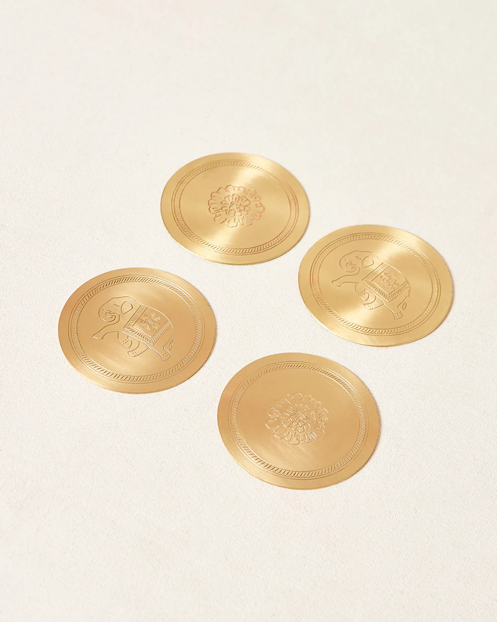 Rani Bagh Coasters Gift Set - Set of 4, 4"dia | Palace Memoirs - Image 4