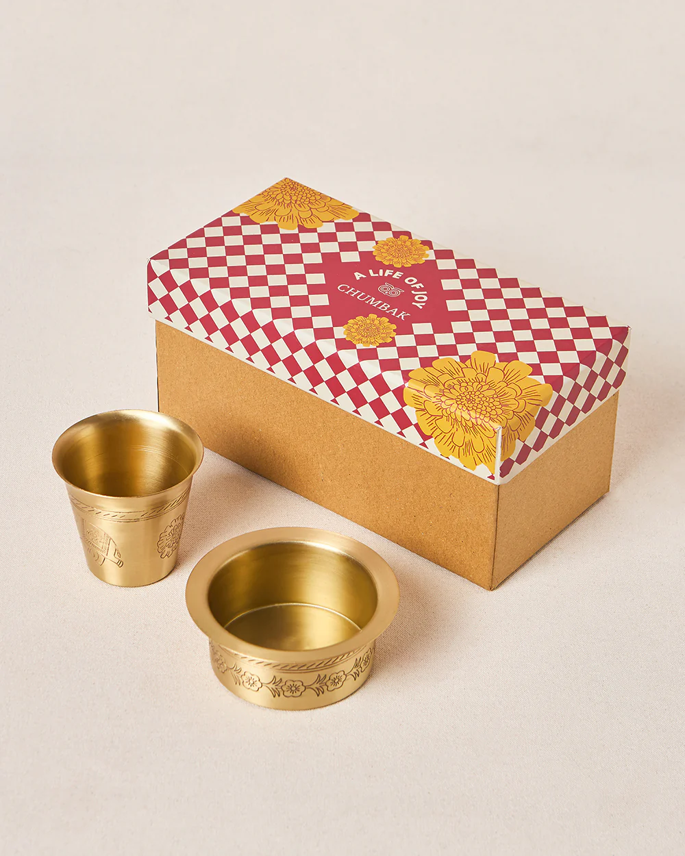 Rani Bagh Filter Coffee Brass Gift Set -  Set of 2 | Palace Memoirs
