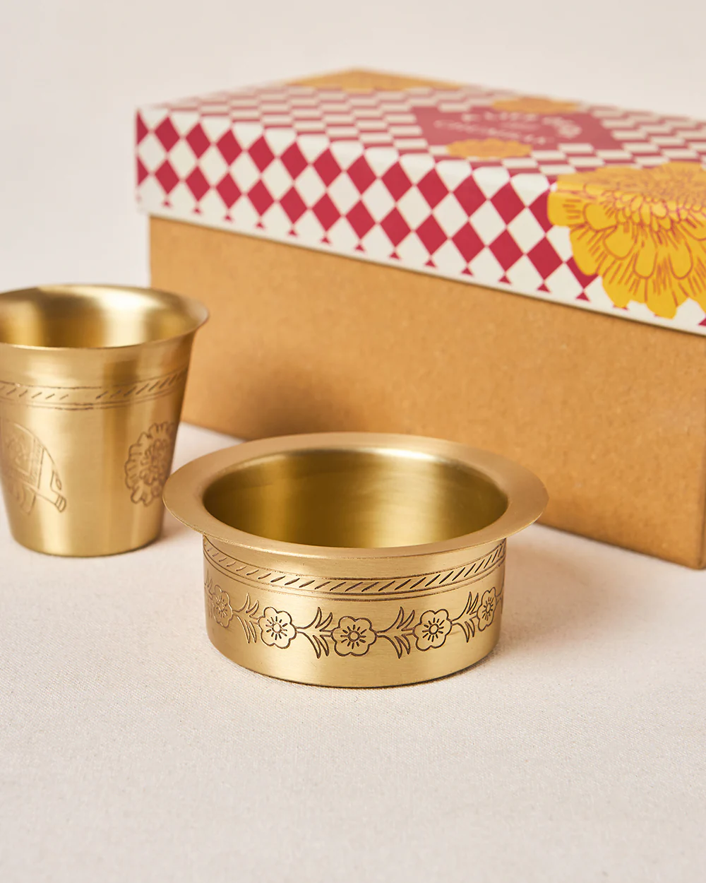 Rani Bagh Filter Coffee Brass Gift Set -  Set of 2 | Palace Memoirs - Image 2