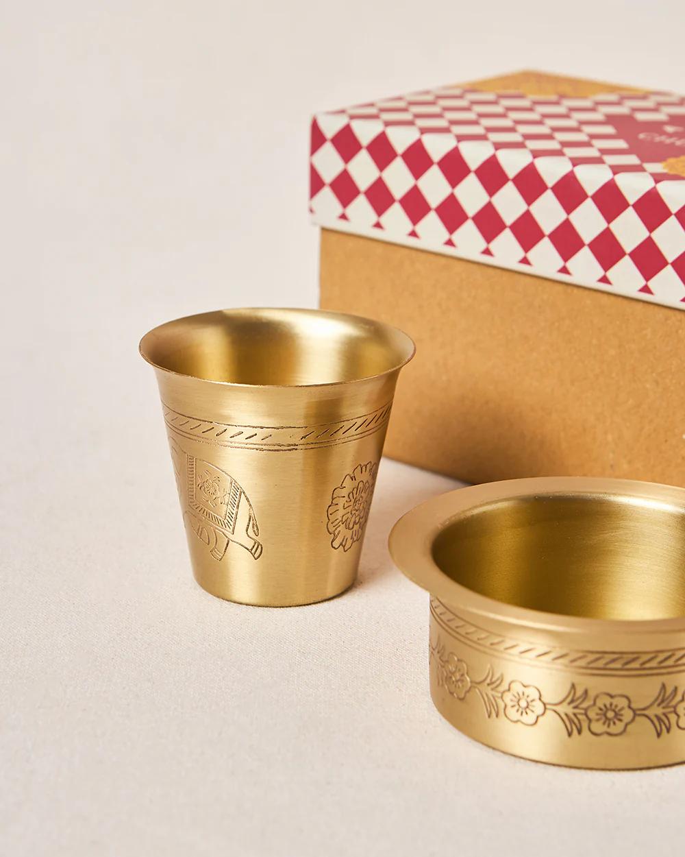 Rani Bagh Filter Coffee Brass Gift Set -  Set of 2 | Palace Memoirs - Image 3