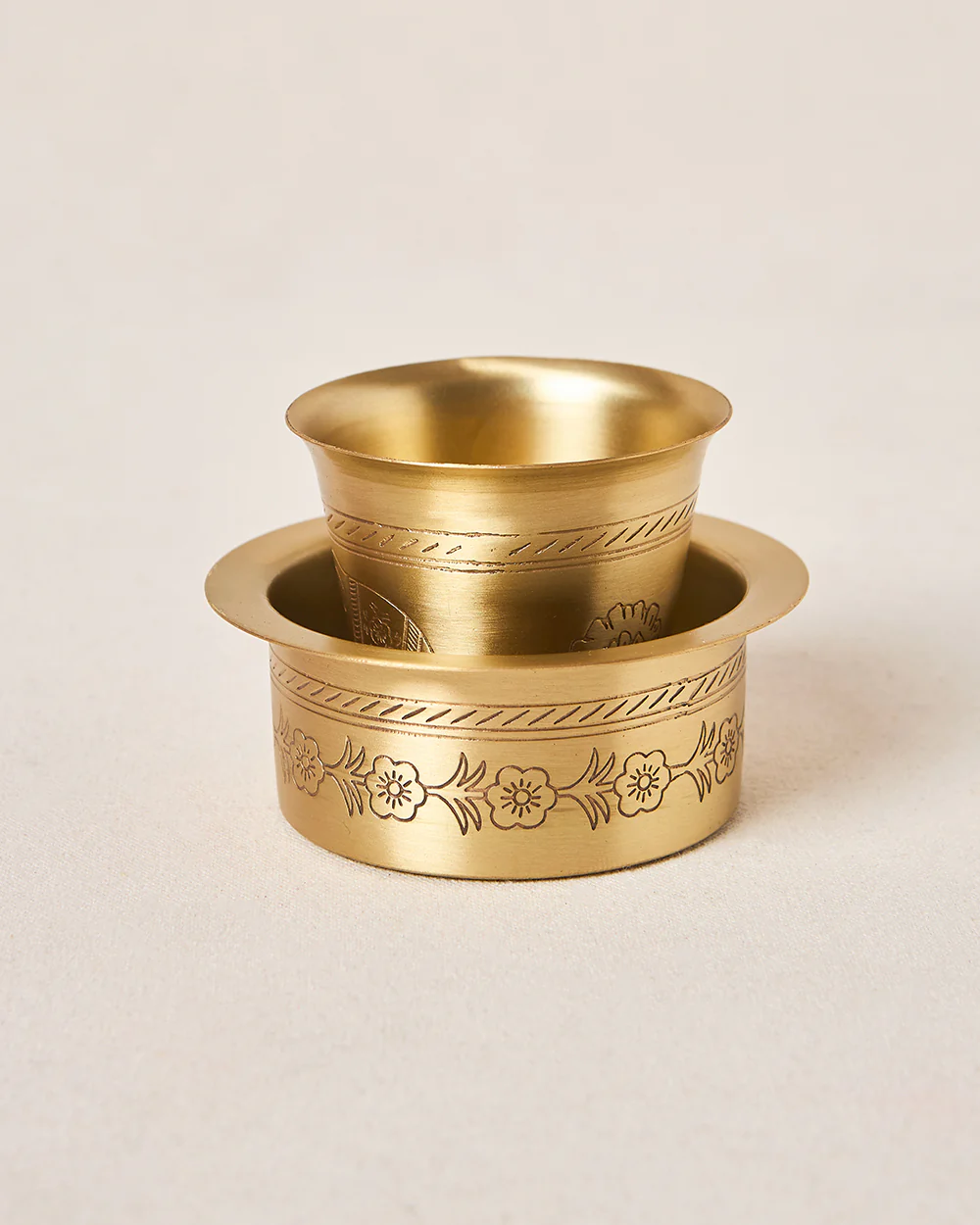 Rani Bagh Filter Coffee Brass Gift Set -  Set of 2 | Palace Memoirs - Image 4