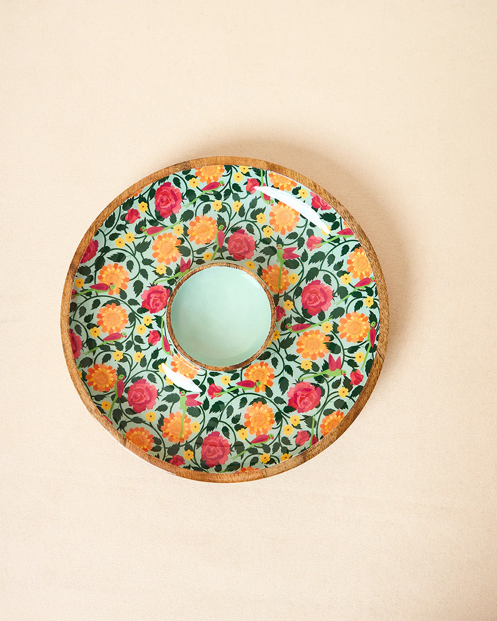 Rani Bagh Wooden Chip & Dip Platter, 12"dia | Palace Memoirs - Image 5