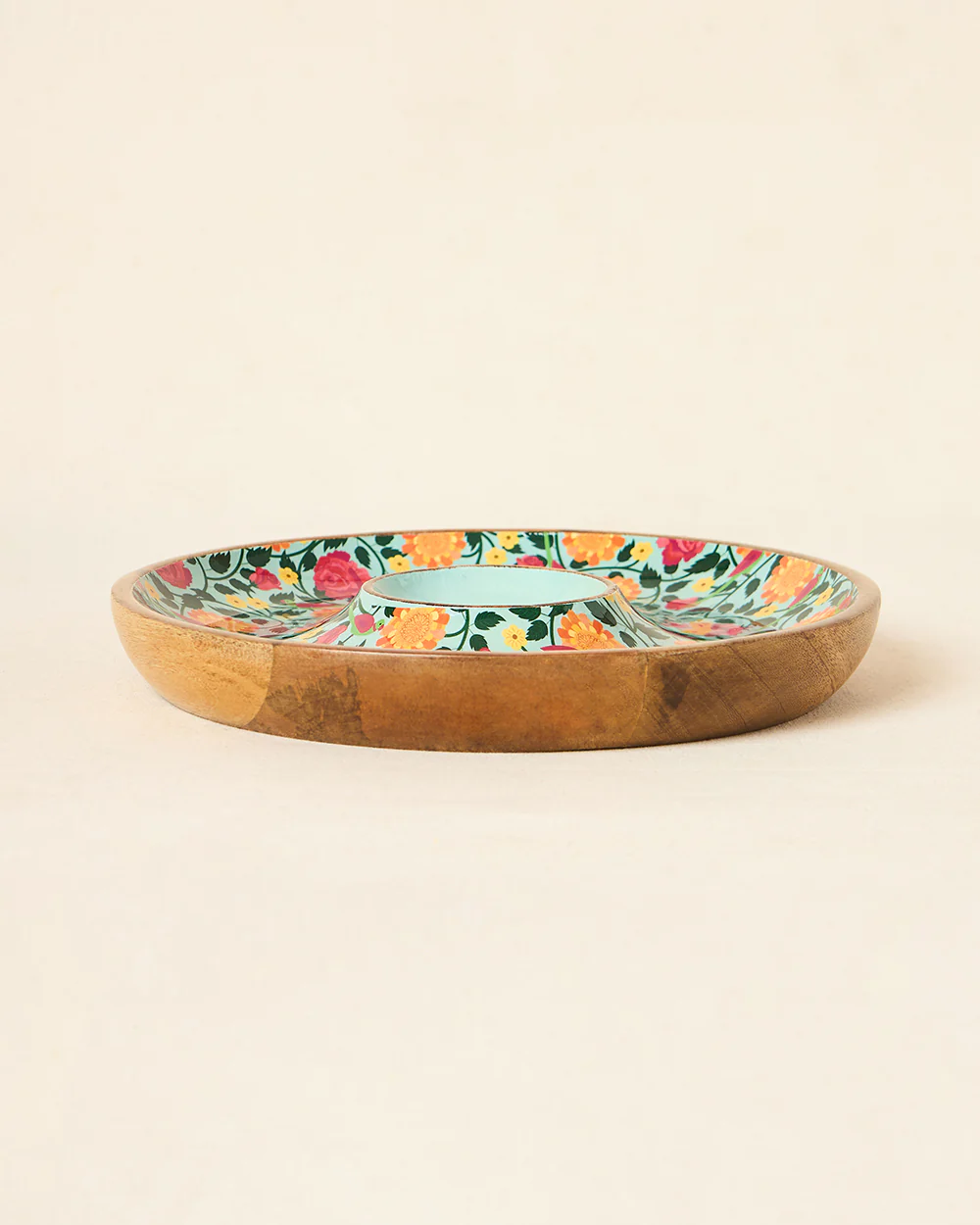 Rani Bagh Wooden Chip & Dip Platter, 12"dia | Palace Memoirs - Image 6