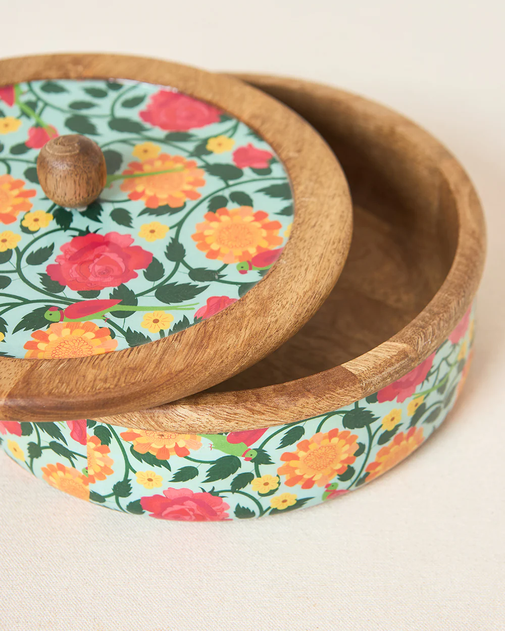 Rani Bagh Wooden Roti Box, 8"dia | Palace Memoirs - Image 2
