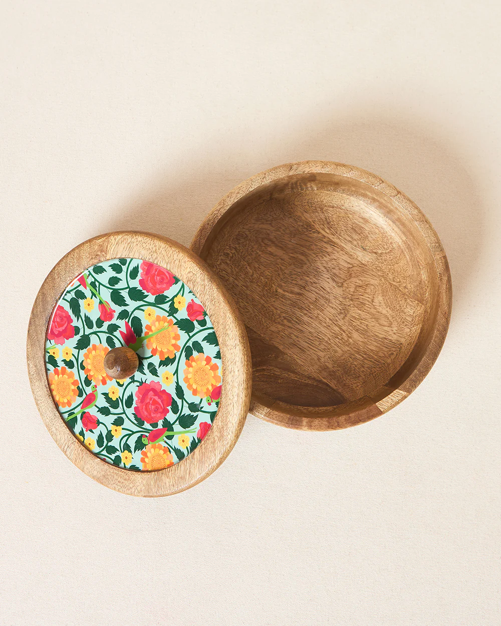 Rani Bagh Wooden Roti Box, 8"dia | Palace Memoirs - Image 4