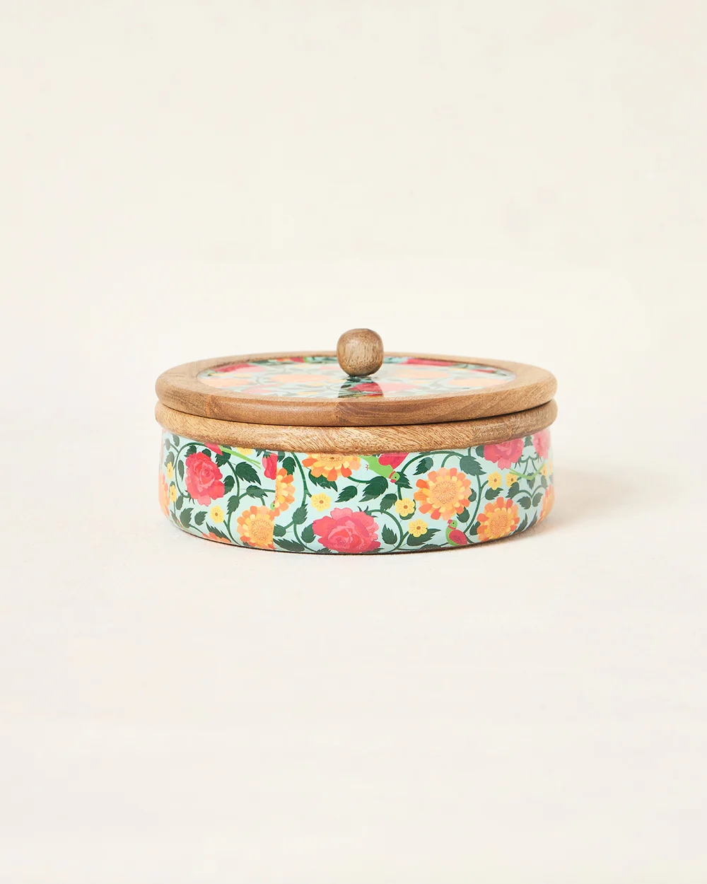 Rani Bagh Wooden Roti Box, 8"dia | Palace Memoirs - Image 5