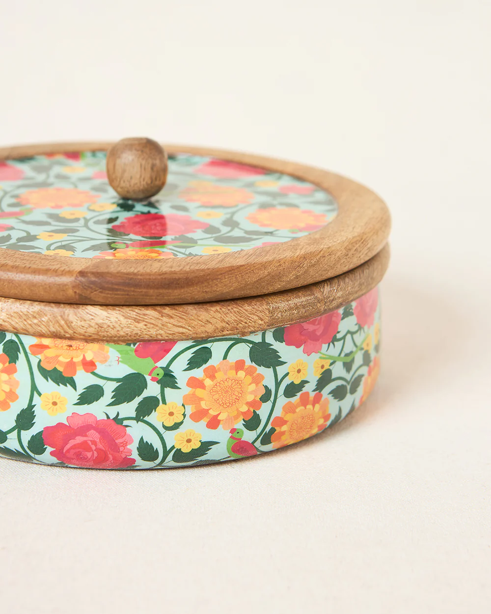 Rani Bagh Wooden Roti Box, 8"dia | Palace Memoirs - Image 6