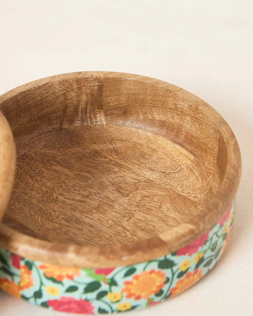 Rani Bagh Wooden Roti Box, 8"dia | Palace Memoirs - Image 7