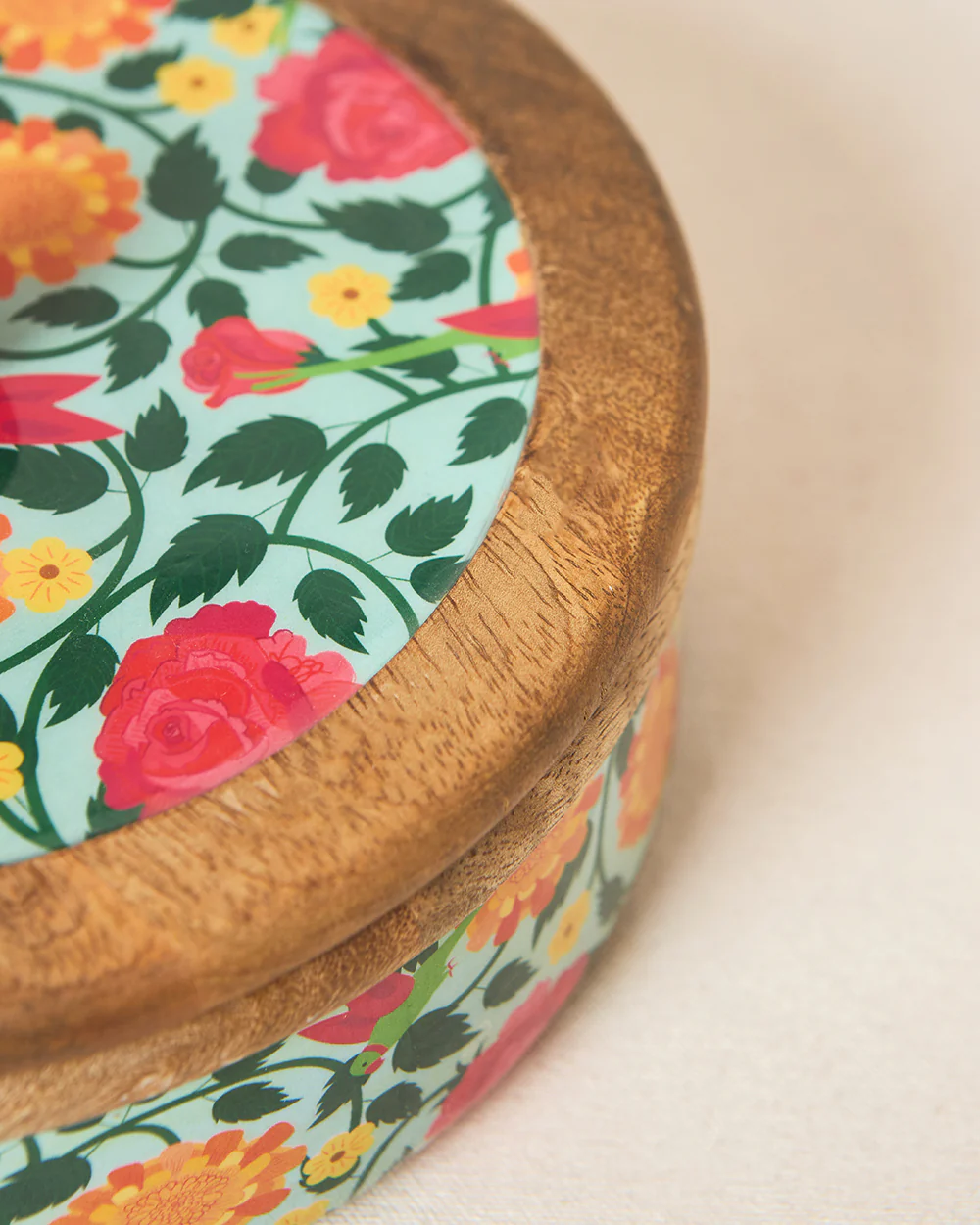 Rani Bagh Wooden Roti Box, 8"dia | Palace Memoirs - Image 8