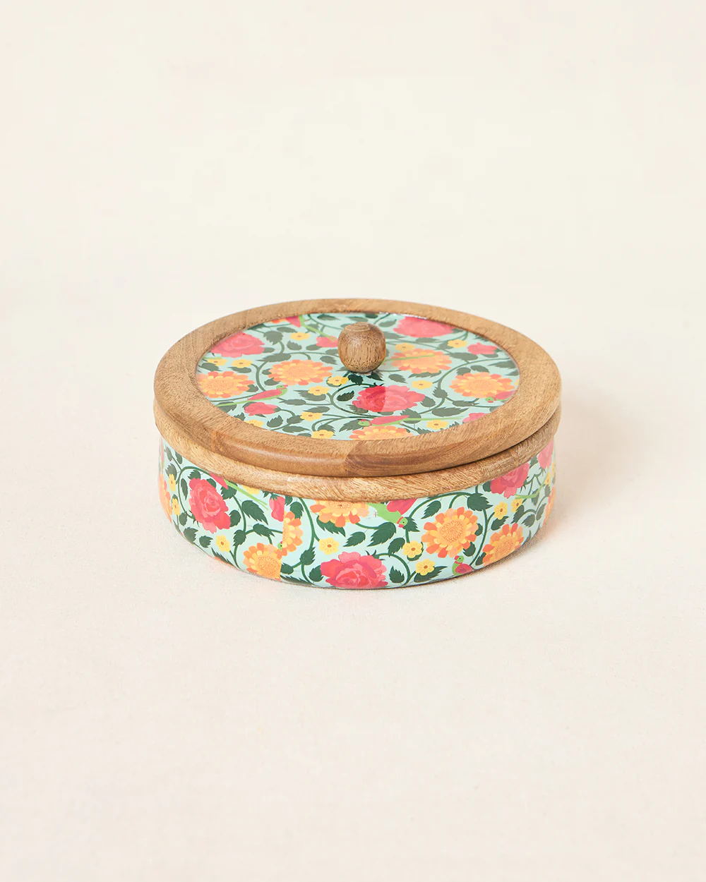Rani Bagh Wooden Roti Box, 8"dia | Palace Memoirs - Image 9