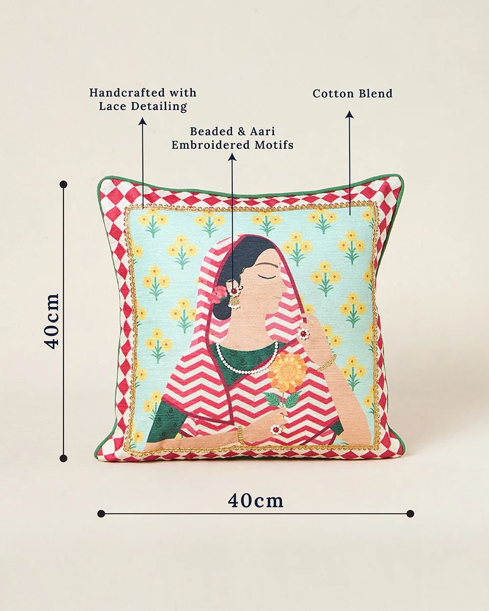 Rani Cushion Cover, 16" | Palace Memoirs - Image 6