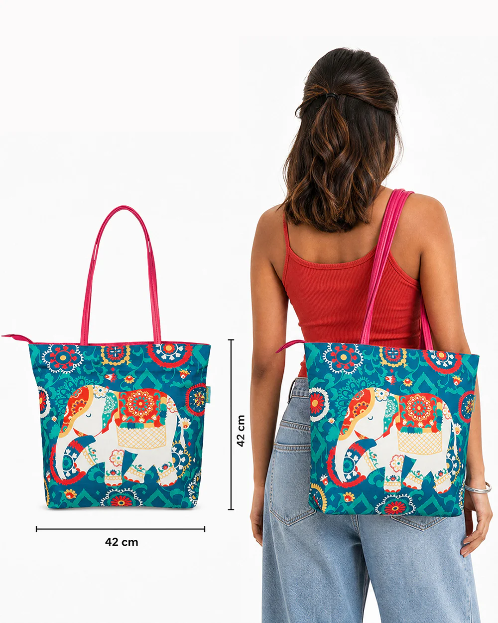 Regal Elephant Tote Bag - Teal - Image 4