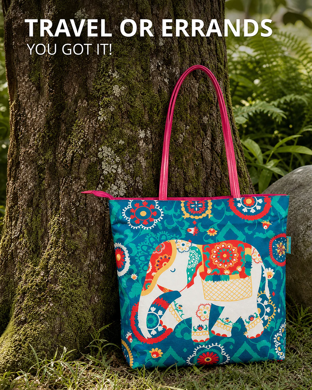 Regal Elephant Tote Bag - Teal - Image 6