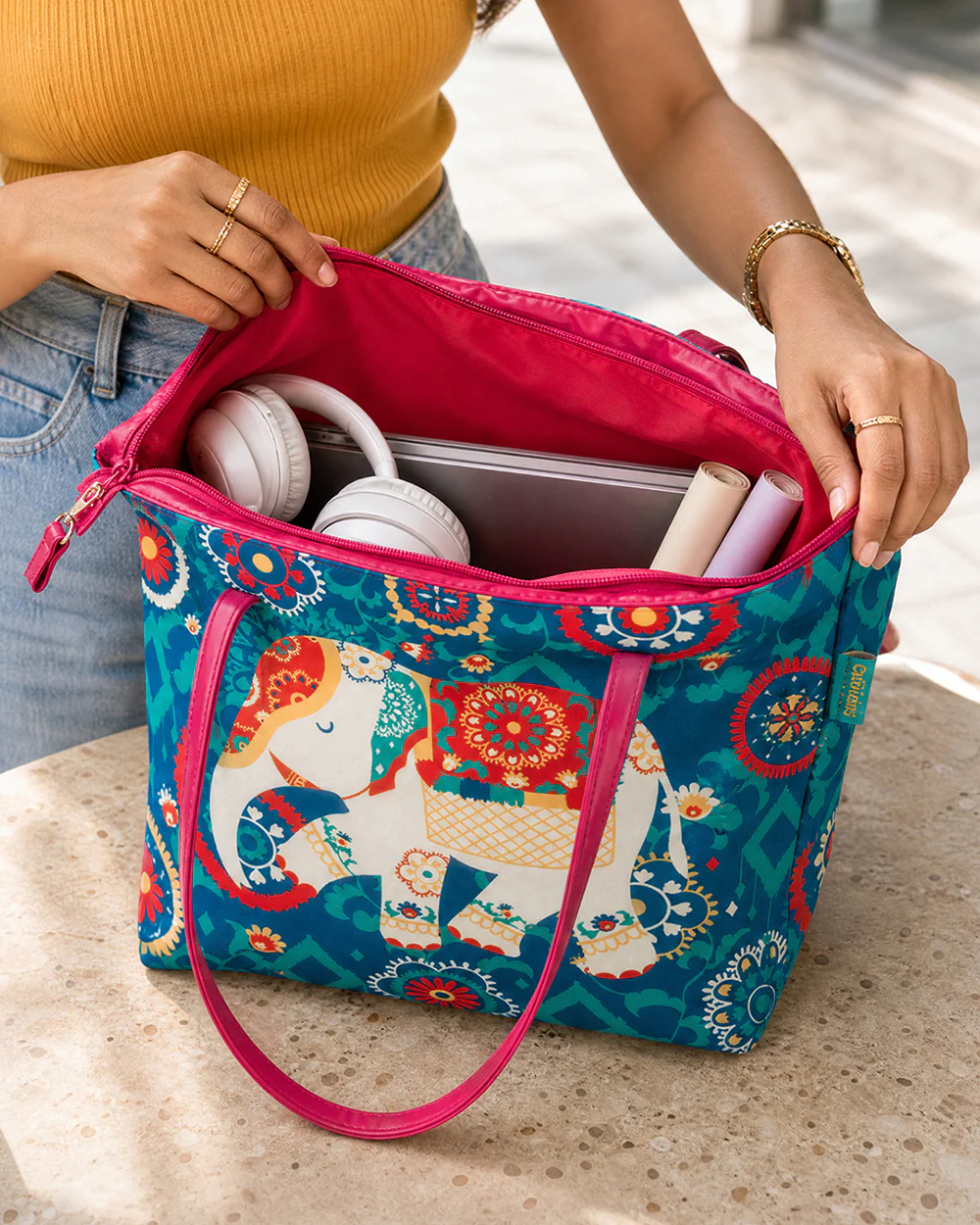 Regal Elephant Tote Bag - Teal - Image 7