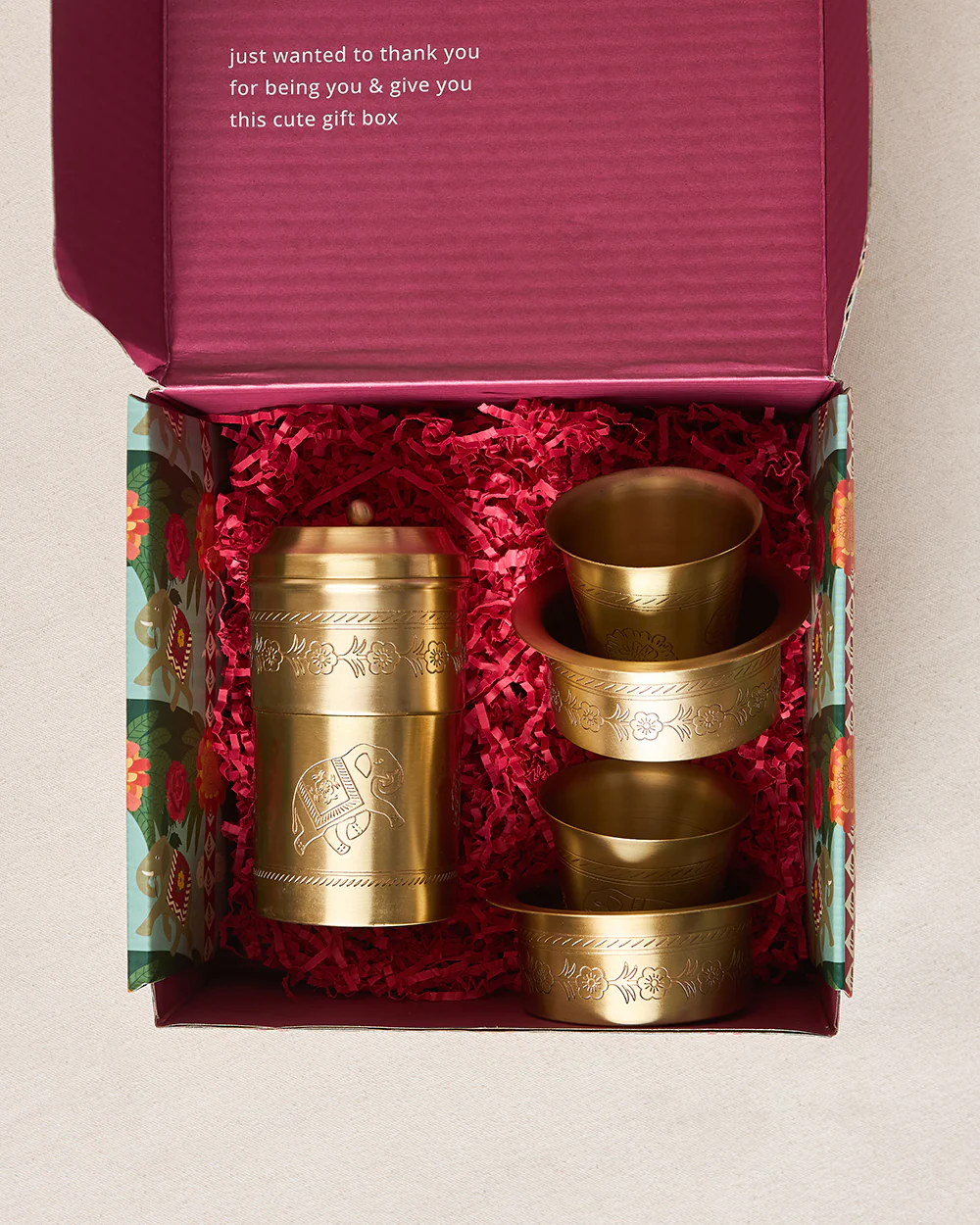 Royal Tusker Brass Filter Coffee Gift Set -  Set of 3 | Palace Memoirs - Image 4