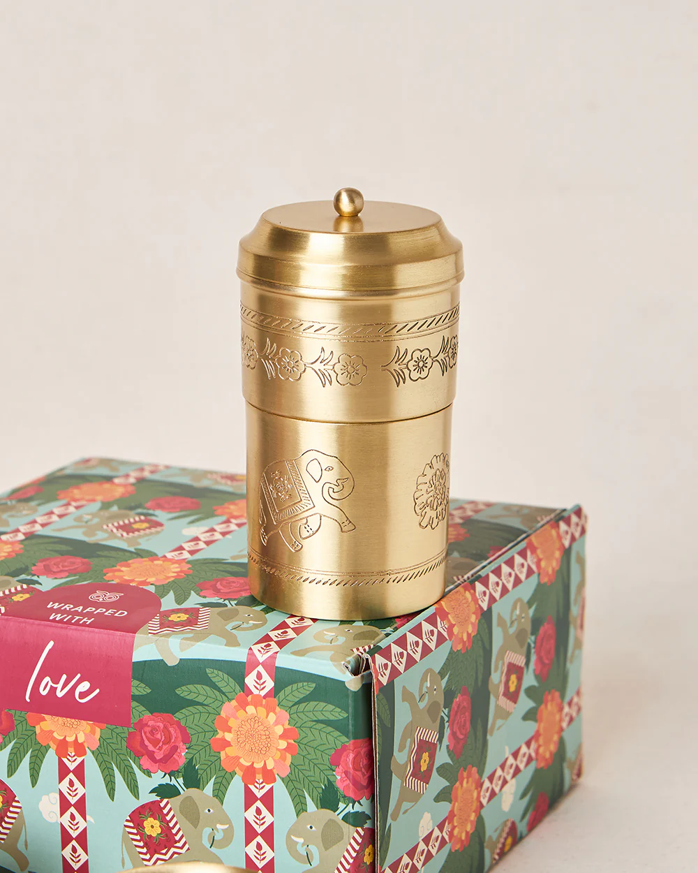 Royal Tusker Brass Filter Coffee Gift Set -  Set of 3 | Palace Memoirs - Image 6