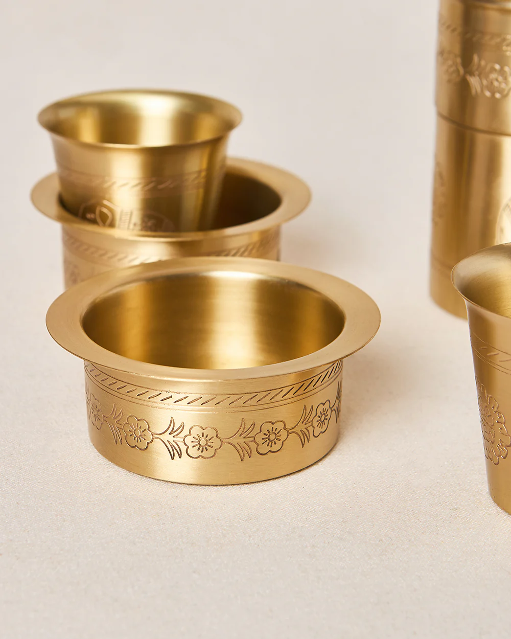 Royal Tusker Brass Filter Coffee Gift Set -  Set of 3 | Palace Memoirs - Image 8