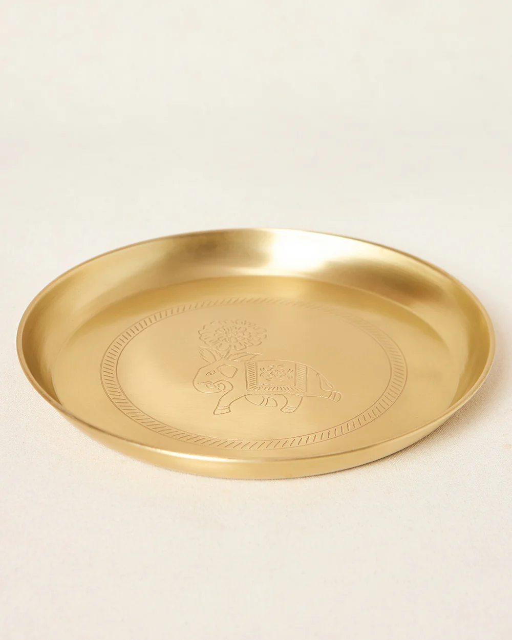 Royal Tusker Brass Plate, 10"dia | Palace Memoirs - Image 2