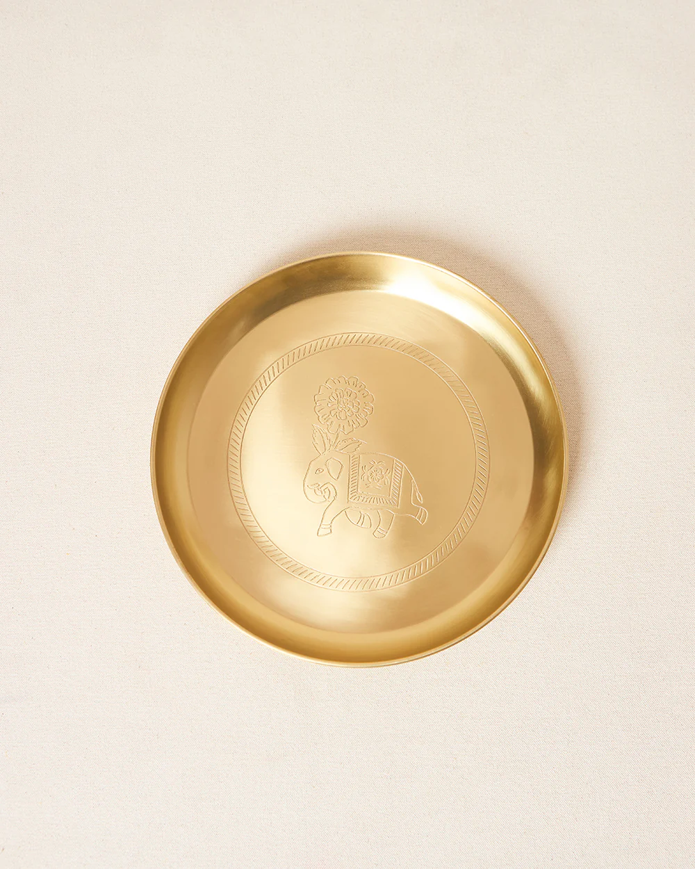 Royal Tusker Brass Plate, 10"dia | Palace Memoirs - Image 3