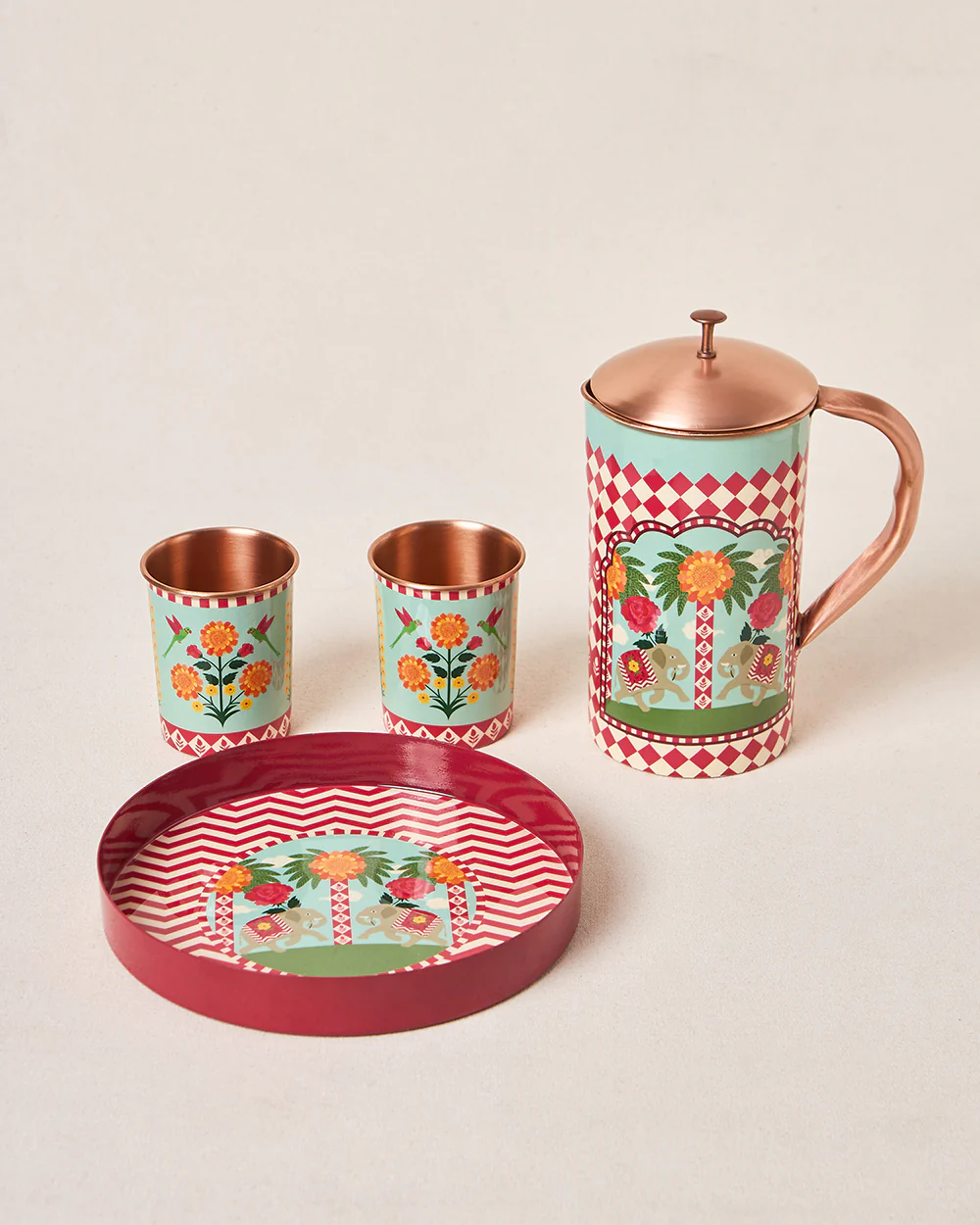 Royal Tusker Copper Daawat Gift Set - Set of 4 | Palace Memoirs - Image 6