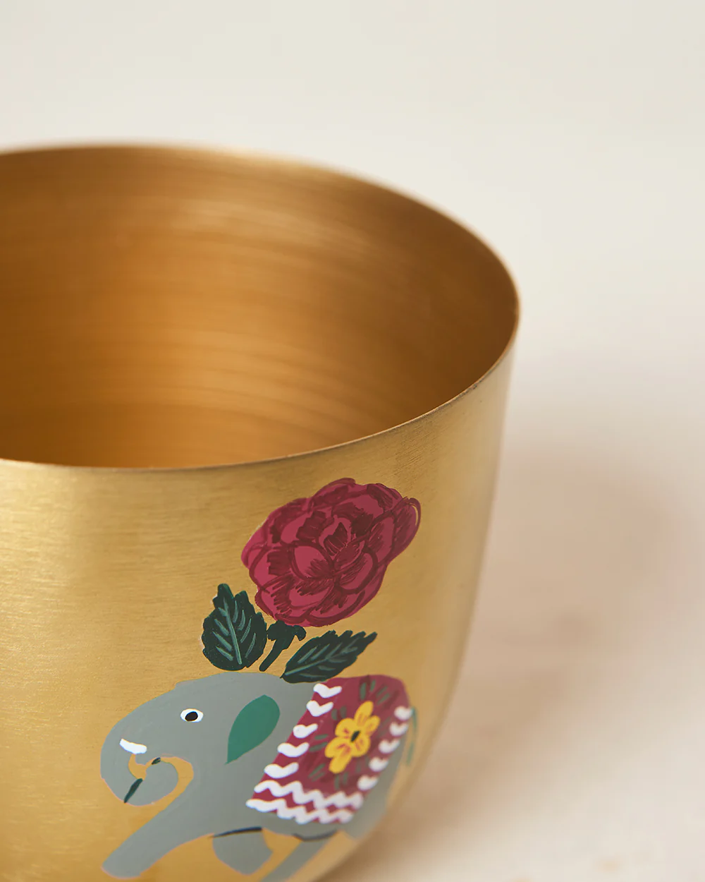 Royal Tusker Hand-painted Planter, 5" dia | Palace Memoirs - Image 4