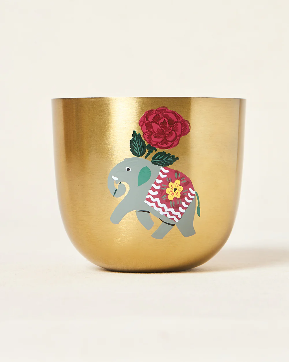 Royal Tusker Hand-painted Planter, 5" dia | Palace Memoirs - Image 6