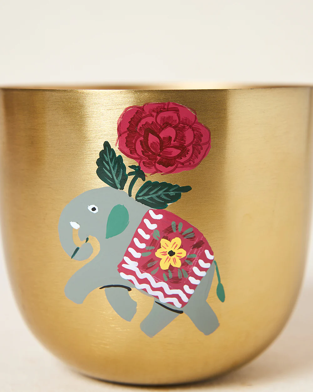 Royal Tusker Hand-painted Planter, 5" dia | Palace Memoirs - Image 8