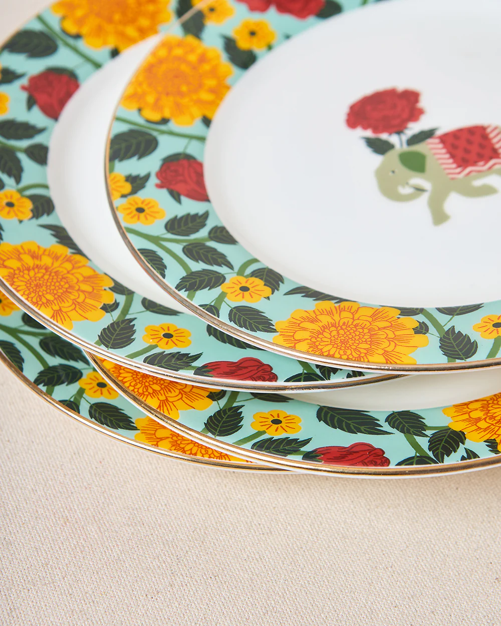 Royal Tusker Snack Plate Gift Set - Set of 4, 8"dia | Palace Memoirs - Image 11