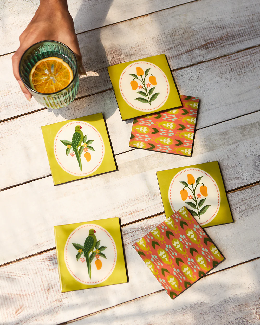 Serenade Wooden Coasters - Set of 6| Summer Serenade