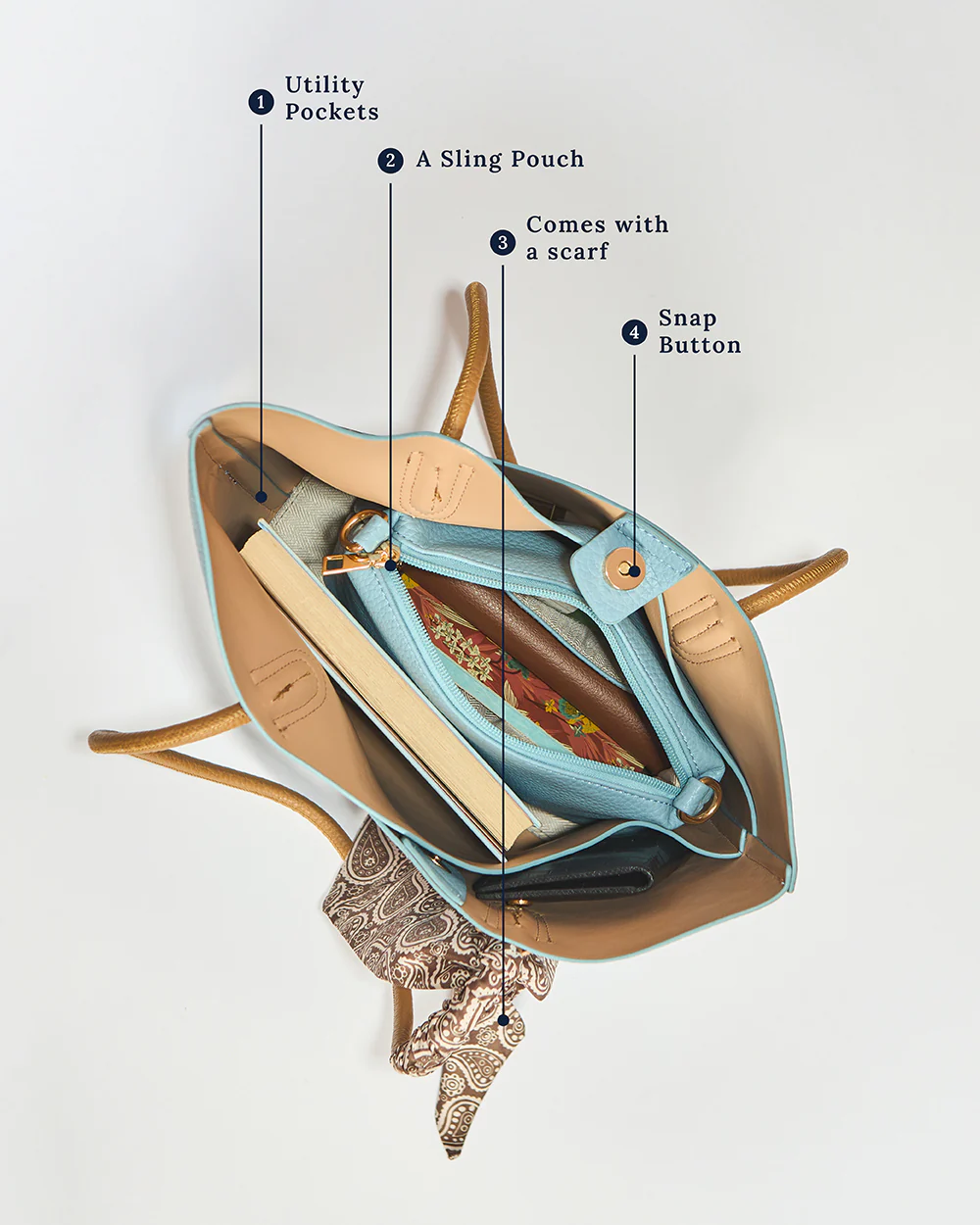 The Skies Tote & Sling Bag, Powder Blue - Image 4