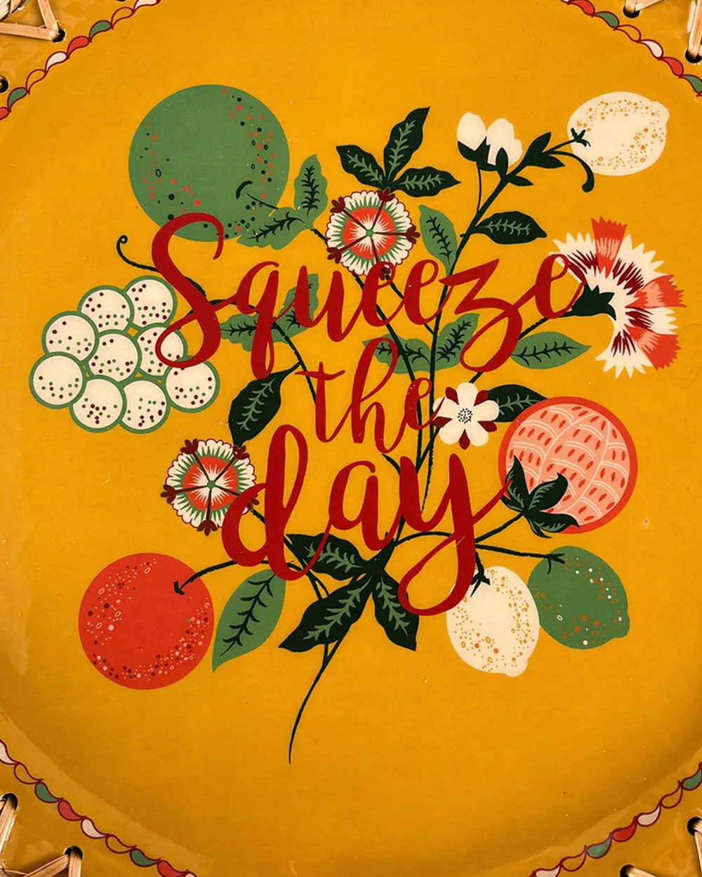 Squeeze the Day Rattan Carry Tray ( Round) | Citrus Zest - Image 6