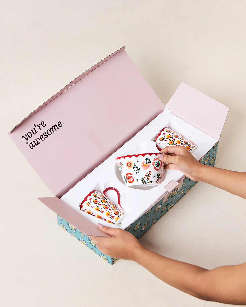 Suzani Bloom Tea Trio, Gift Set of 3 | Comes in a Gift Box - Image 3