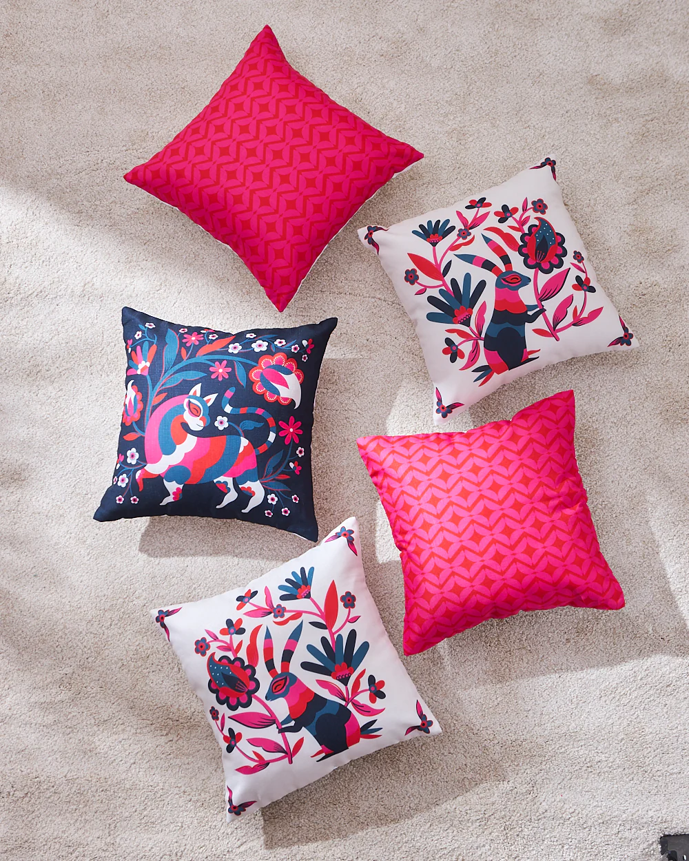 Teal by Chumbak 16" Cushion Covers , Set of 5 Multi color| Zip closure - Image 18