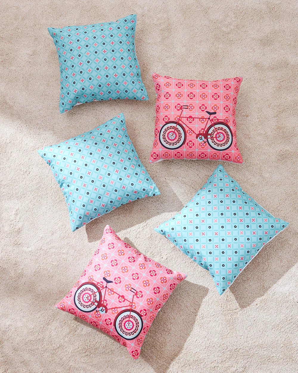 Teal by Chumbak 16" Cushion Covers , Set of 5 Multi color| Zip closure - Image 3