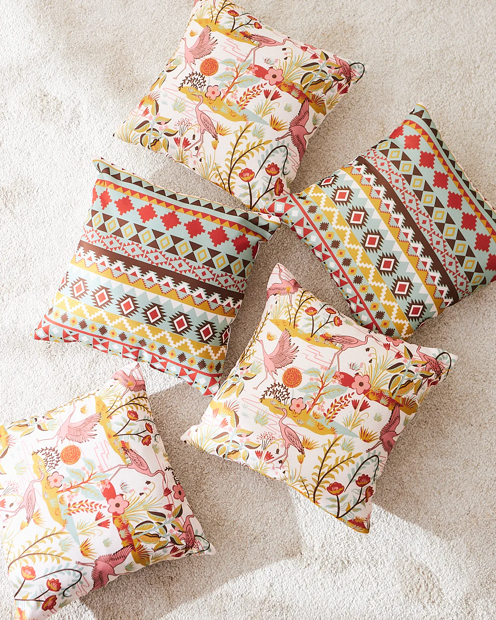 Teal by Chumbak 16" Cushion Covers , Set of 5 Multi color| Zip closure - Image 42