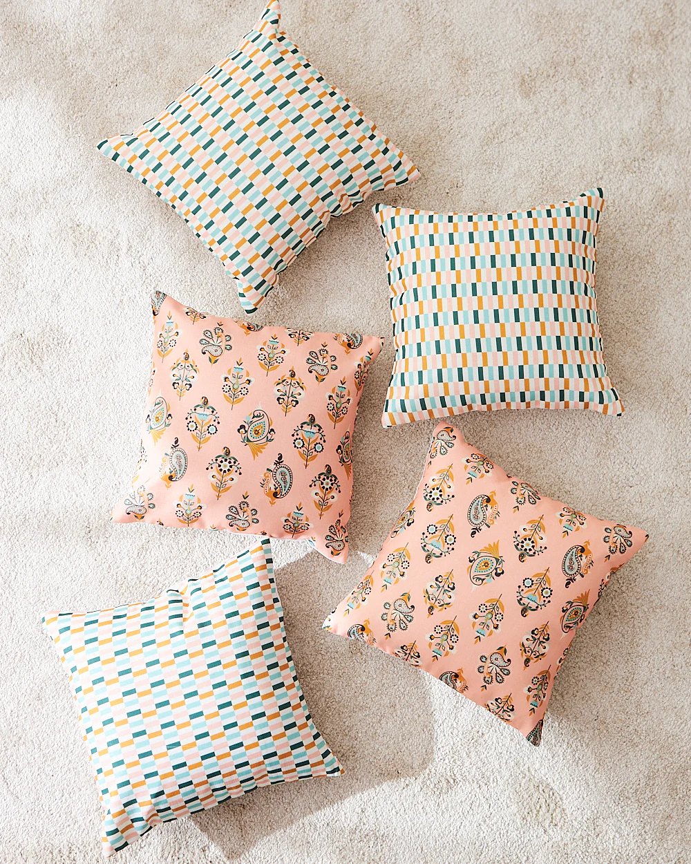 Teal by Chumbak 16" Cushion Covers , Set of 5 Multi color| Zip closure - Image 58