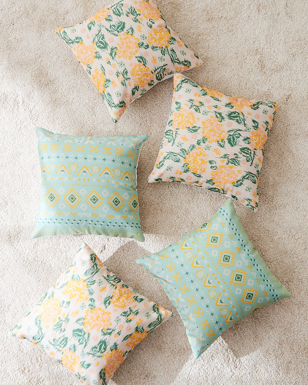 Teal by Chumbak 16" Cushion Covers , Set of 5 Multi color| Zip closure - Image 75