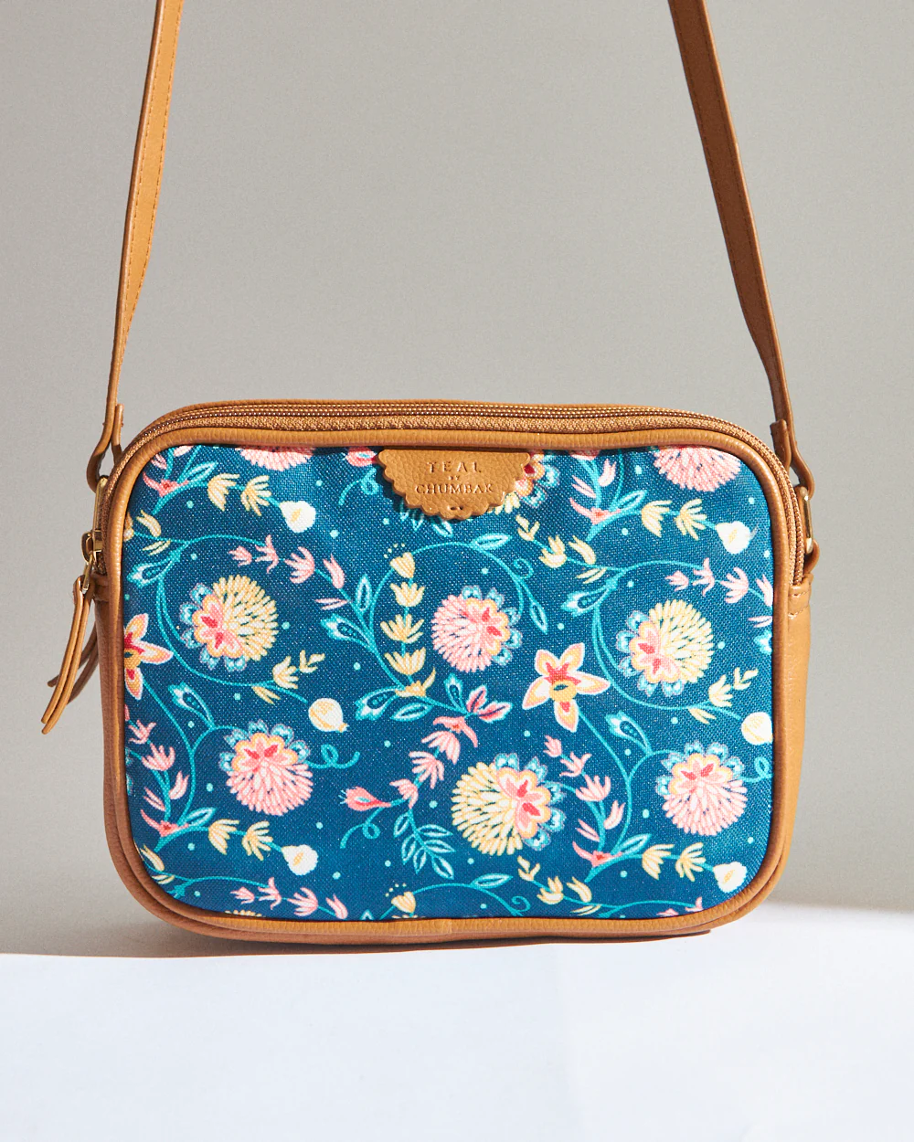Teal by Chumbak Blue Bloom Box Sling Bag - Image 4