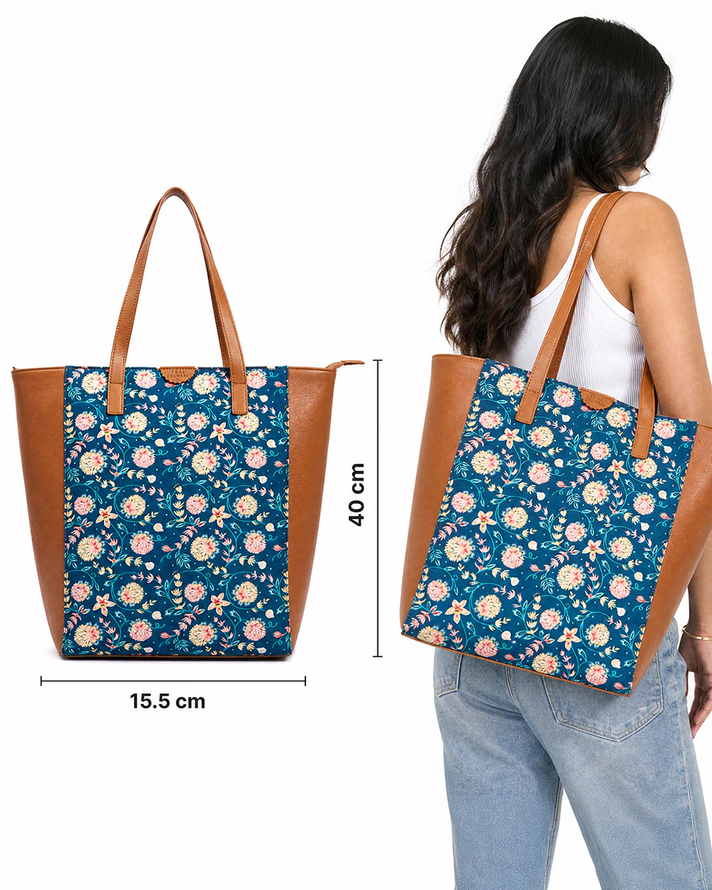 Teal by Chumbak Blue Bloom Shopper Tote - Image 4