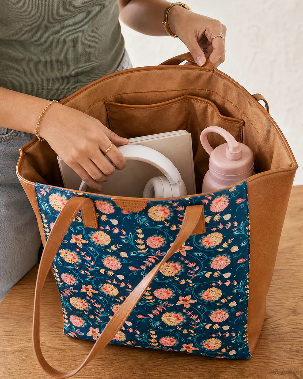 Teal by Chumbak Blue Bloom Shopper Tote - Image 7