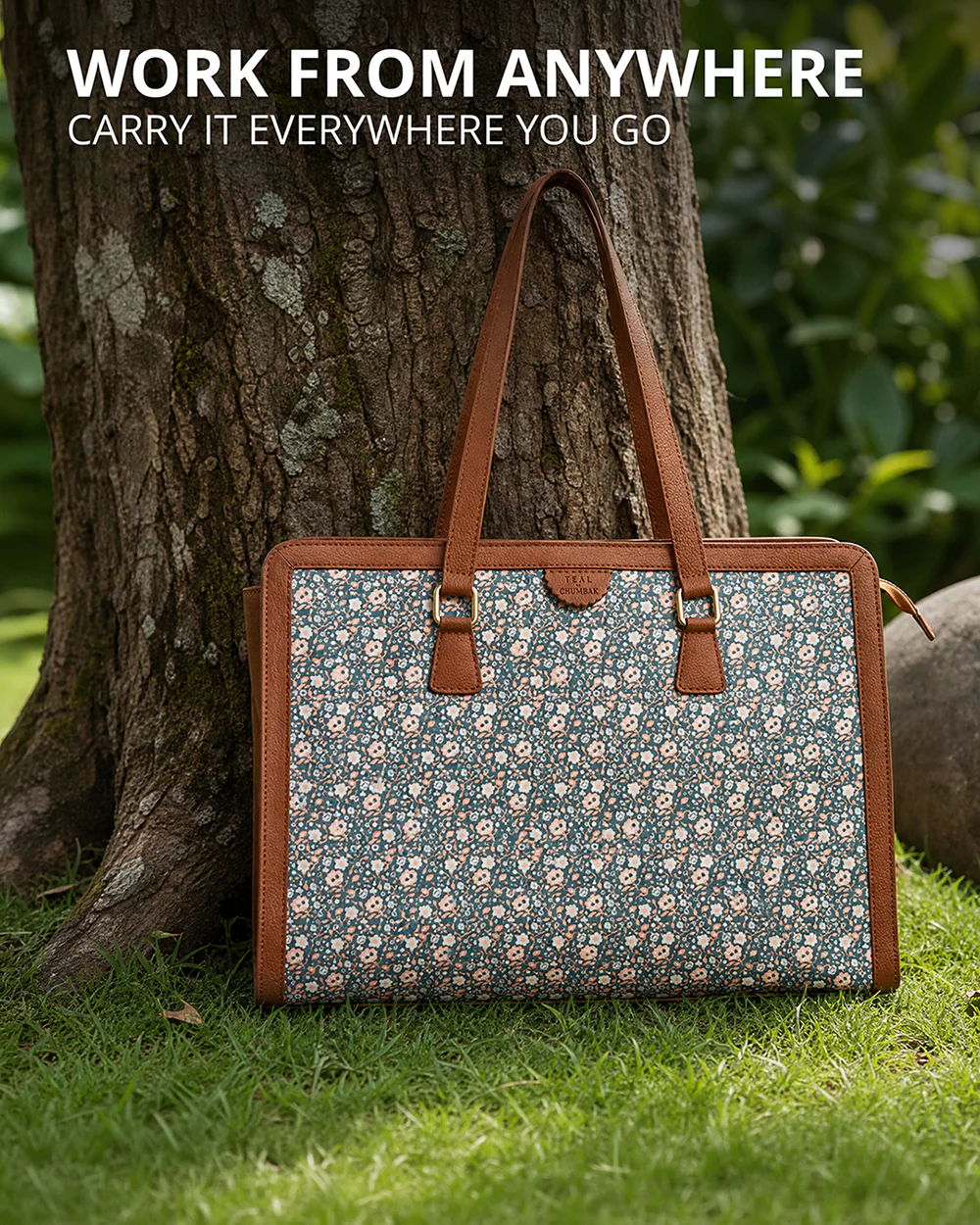 Teal by Chumbak Floral Beds Office Tote - Image 6