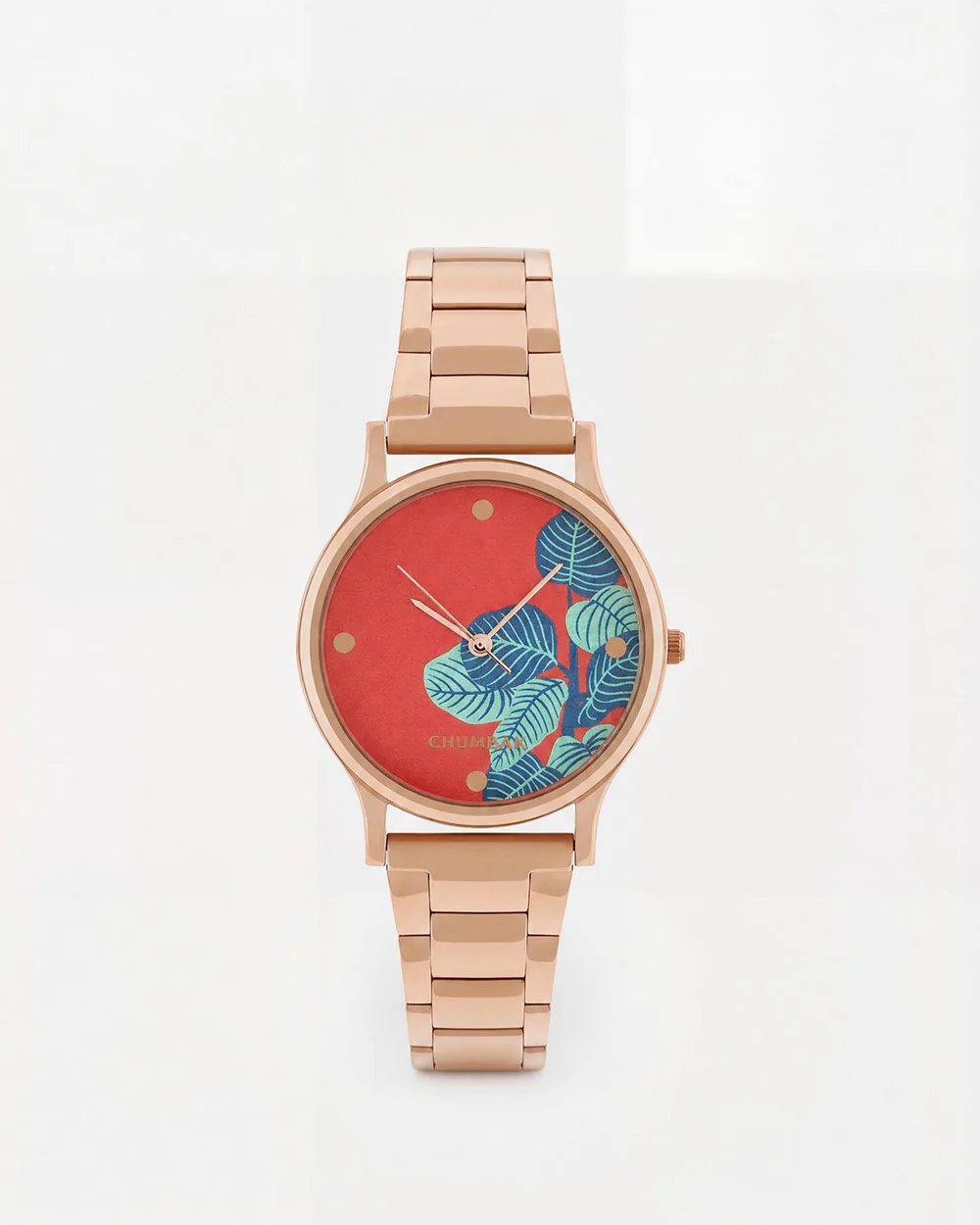 TEAL by Chumbak Bohemian Leaves  Watch,Metal link Strap - Image 2
