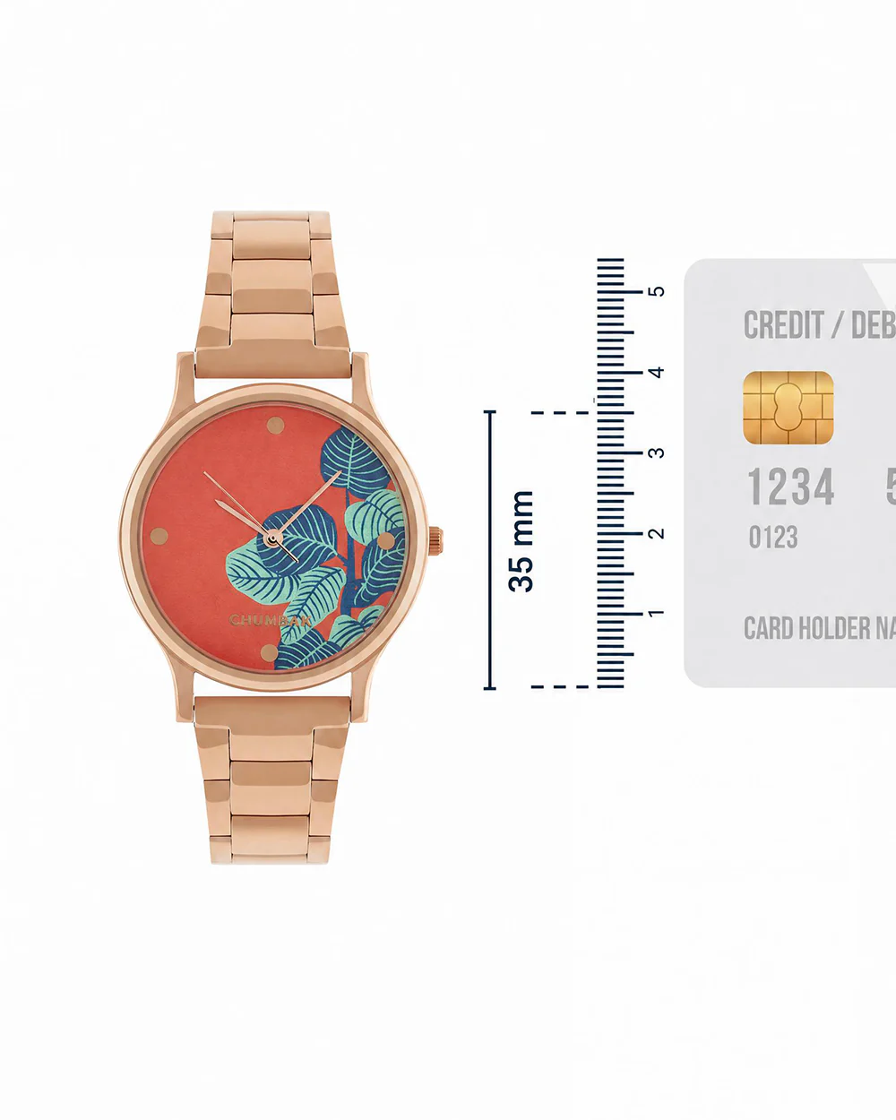 TEAL by Chumbak Bohemian Leaves  Watch,Metal link Strap - Image 5