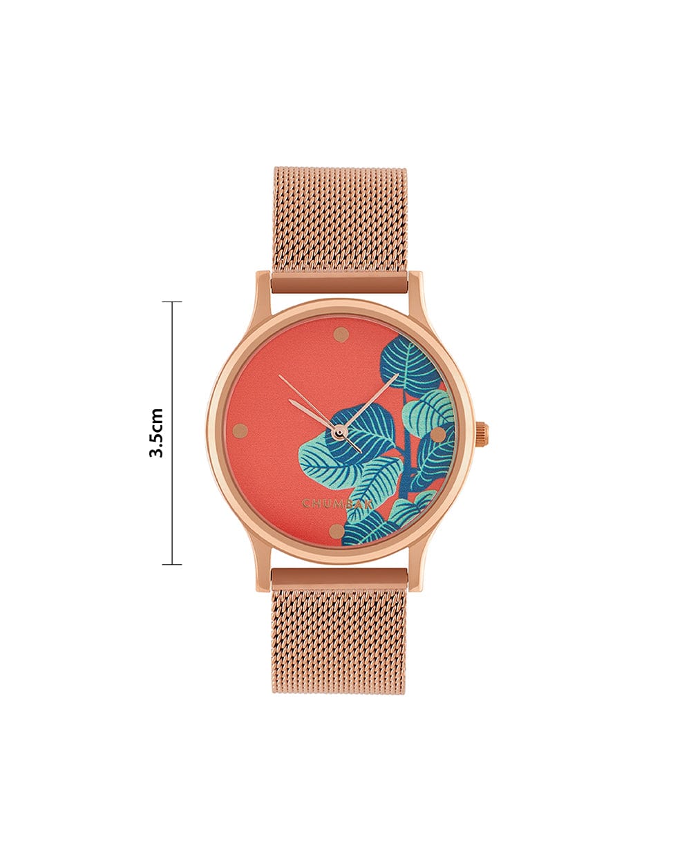 TEAL by Chumbak Bohemian Leaves  Watch,Metal Mesh Strap - Image 6