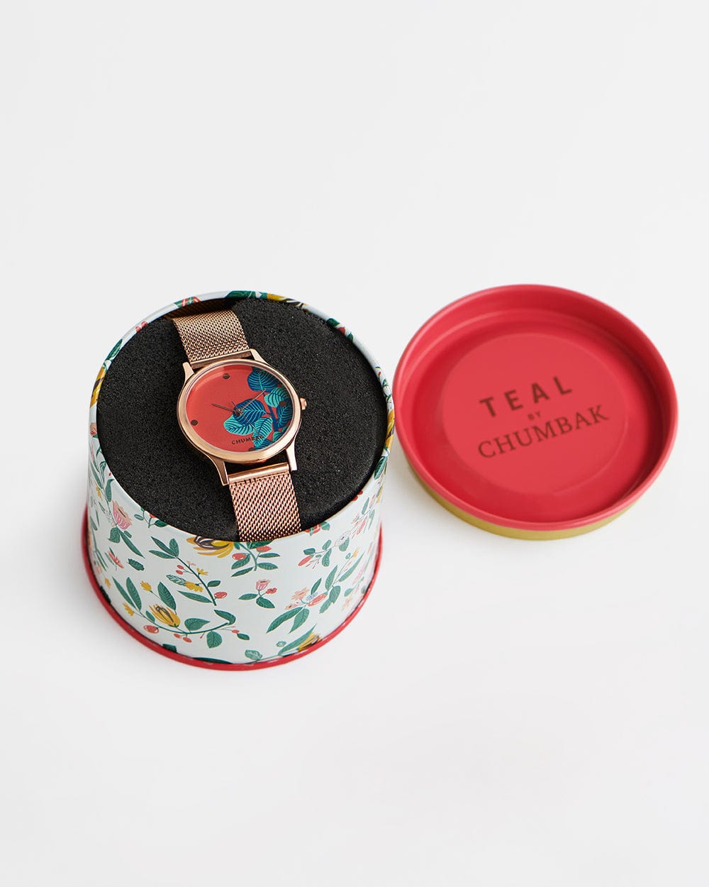 TEAL by Chumbak Bohemian Leaves  Watch,Metal Mesh Strap - Image 7