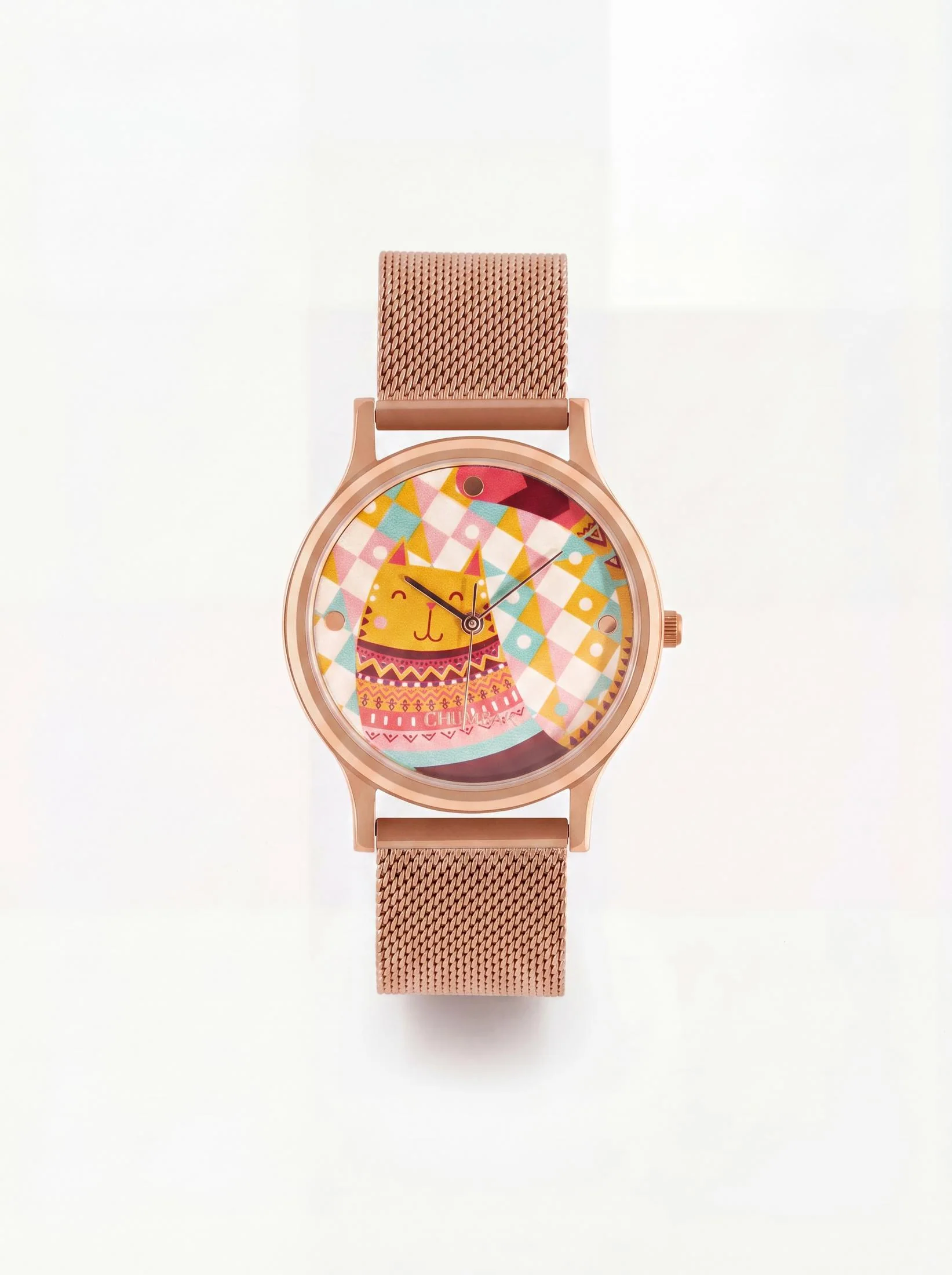 Teal by Chumbak Carnival Cat Watch,Stainless Steel Mesh Strap - Image 2