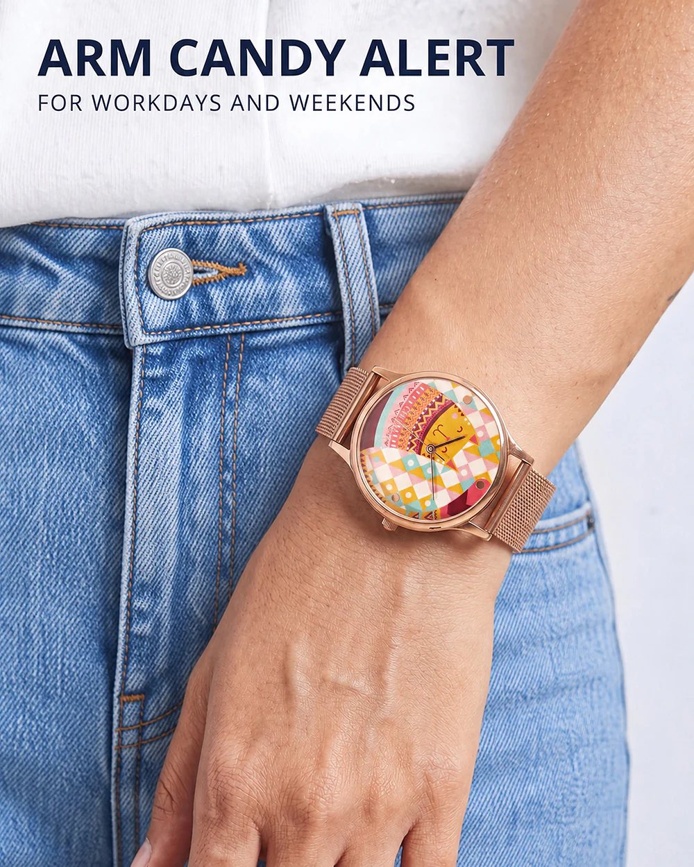 Teal by Chumbak Carnival Cat Watch,Stainless Steel Mesh Strap - Image 8