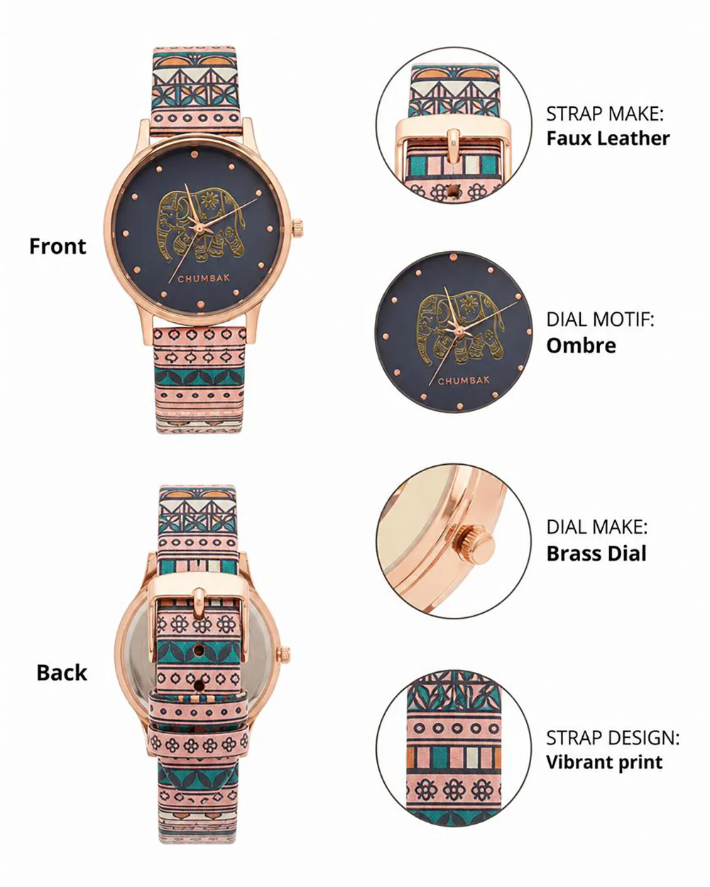 TEAL by Chumbak Carnival Elephant Watch-Black - Image 3